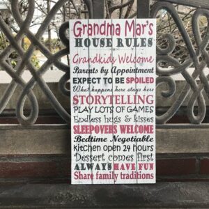 Mother's Day Custom Gift for Grandma, Canvas, Grandparents House Rules, Personalized W/ Special Grandparent Names/Nicknames