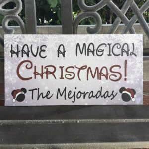 Personalized Disney Themed Sign Magical Holiday, Disney Christmas Gift or Decor Handcrafted Canvas, Four Sizes, Three Colors, Two Styles