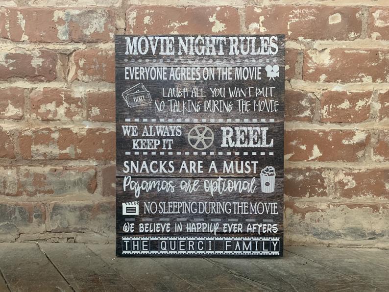 Movie Night Rules Theater Room Decor Family time Custom image 8